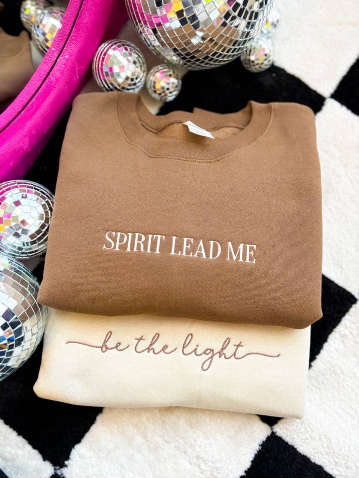 Be the Light Embroidered Crewneck Sweatshirt | Faith Based for wholesale by Graphic Tees & Co.