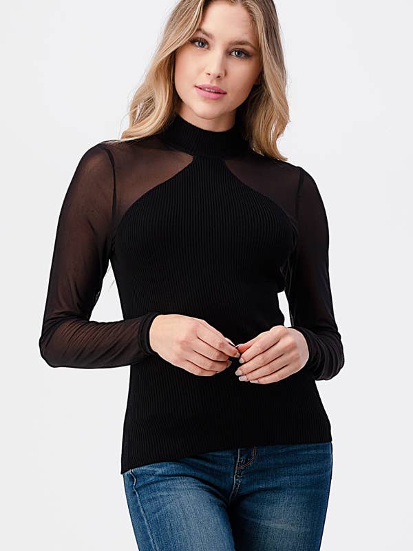 black Mesh Fitted Top for wholesale on Faire1