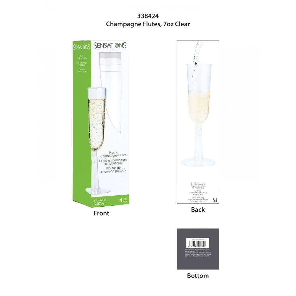 Bulk Party Decor - Wholesale Champagne Flute - Bulk Clear 7 oz Plastic Champagne Flutes (48 per Case)5