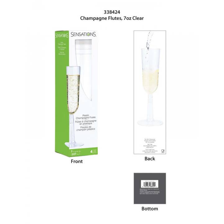 Bulk Party Decor - Wholesale Champagne Flute - Bulk Clear 7 oz Plastic Champagne Flutes (48 per Case)5