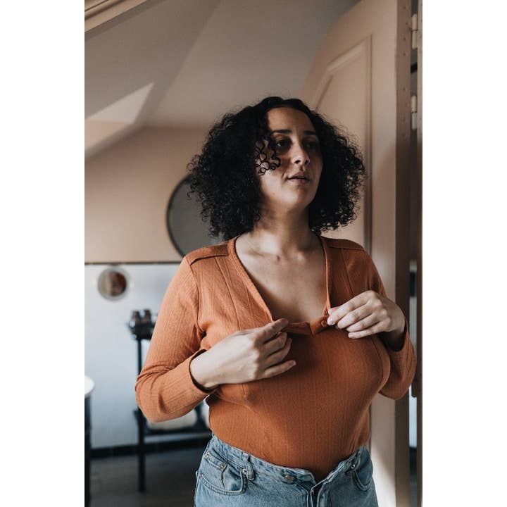 You&Milk - Wholesale Nursing Top - Maternity - Love my body nursing bodysuit in pointelle (Black, Camel)6