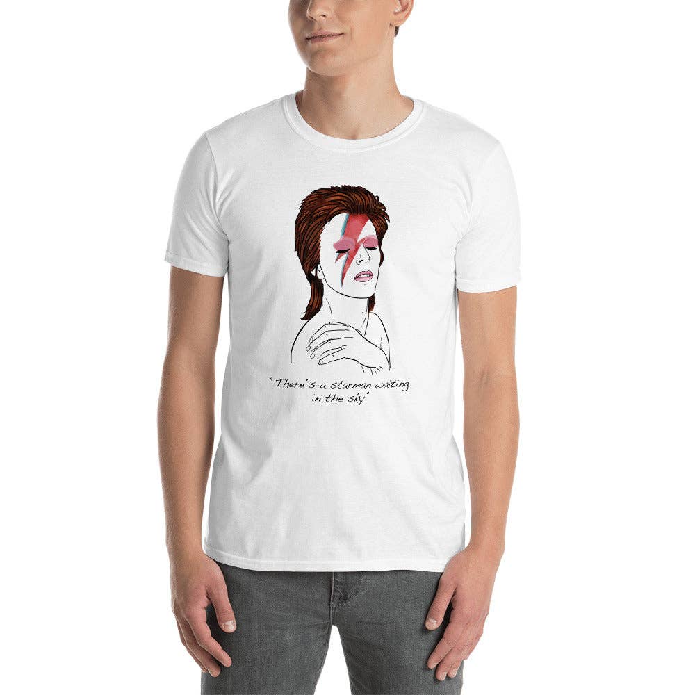 El loco del Pelo Rizo - Wholesale Screen Printed T-Shirt - Unisex - Unisex t-shirt, Bowie2