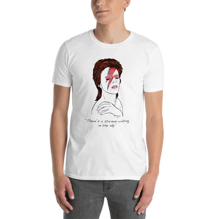 El loco del Pelo Rizo - Wholesale Screen Printed T-Shirt - Unisex - Unisex t-shirt, Bowie2