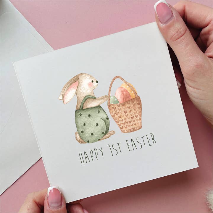 Bunny with Eggs 1st Easter Card for wholesale by Alphabet Studios