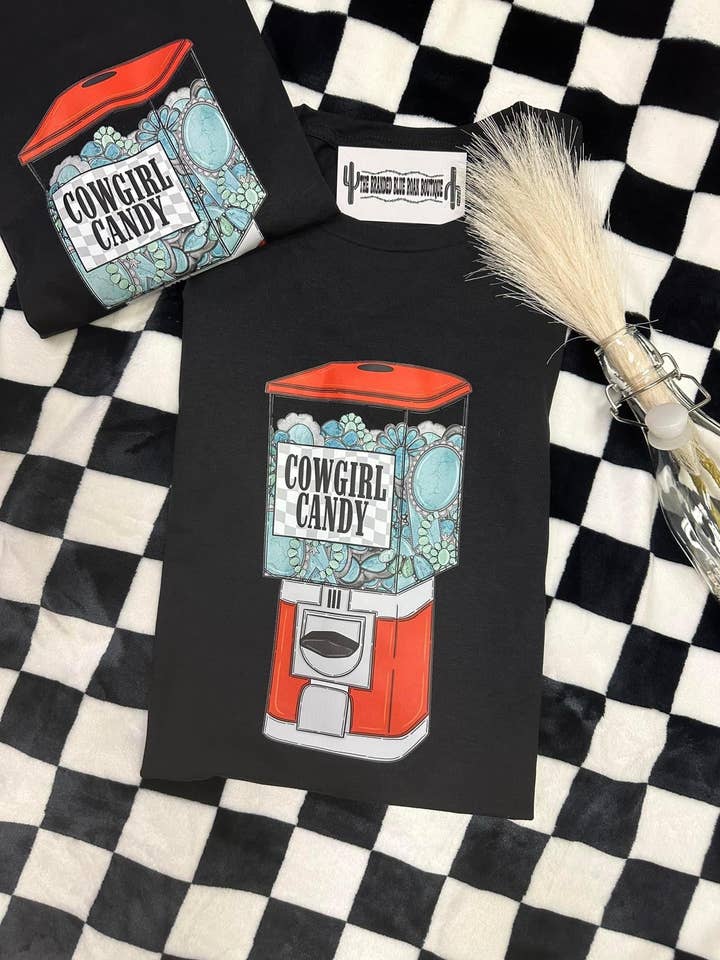 The Branded Blue Roan - Wholesale Screen Printed T-Shirt - Women's - Black - Turquoise Cowgirl Candy Western Graphic1