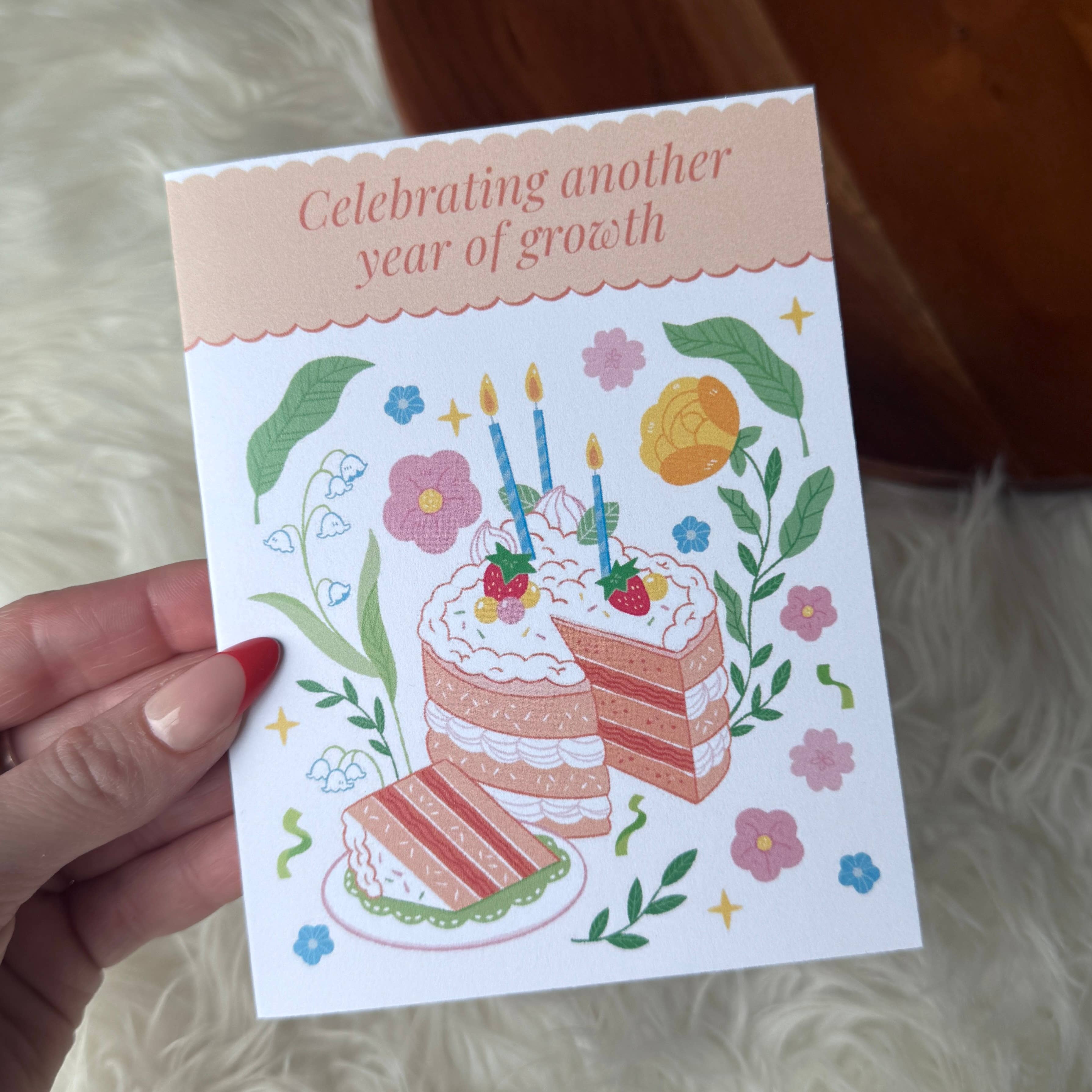 Big Moods - Wholesale Birthday Card - "Celebrating another year of growth" Birthday Cake Card2
