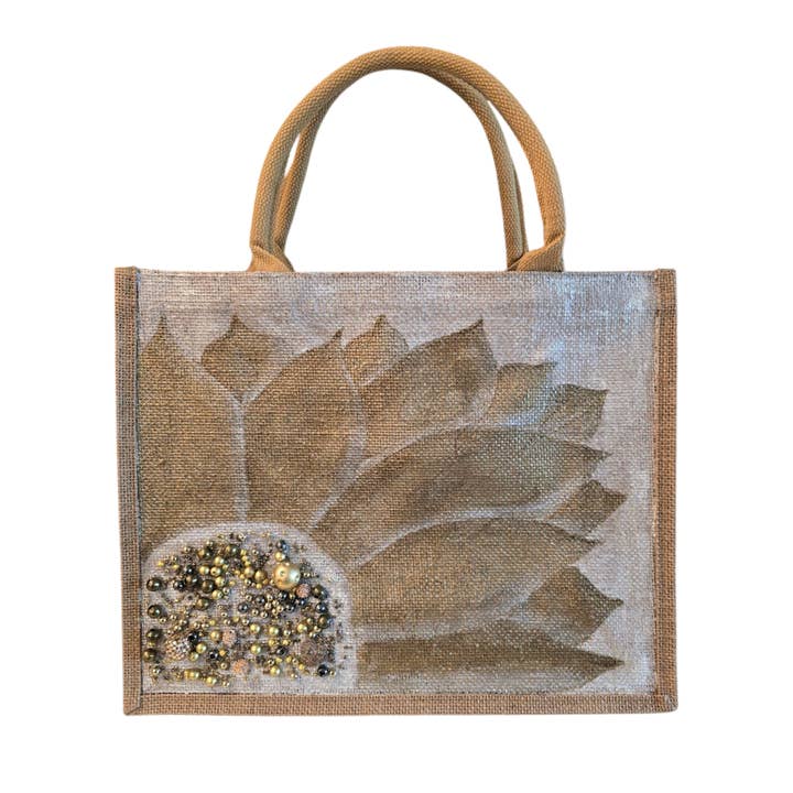 Bronze Sunflower Tote Bag for wholesale by Dana's Uncommon Glass