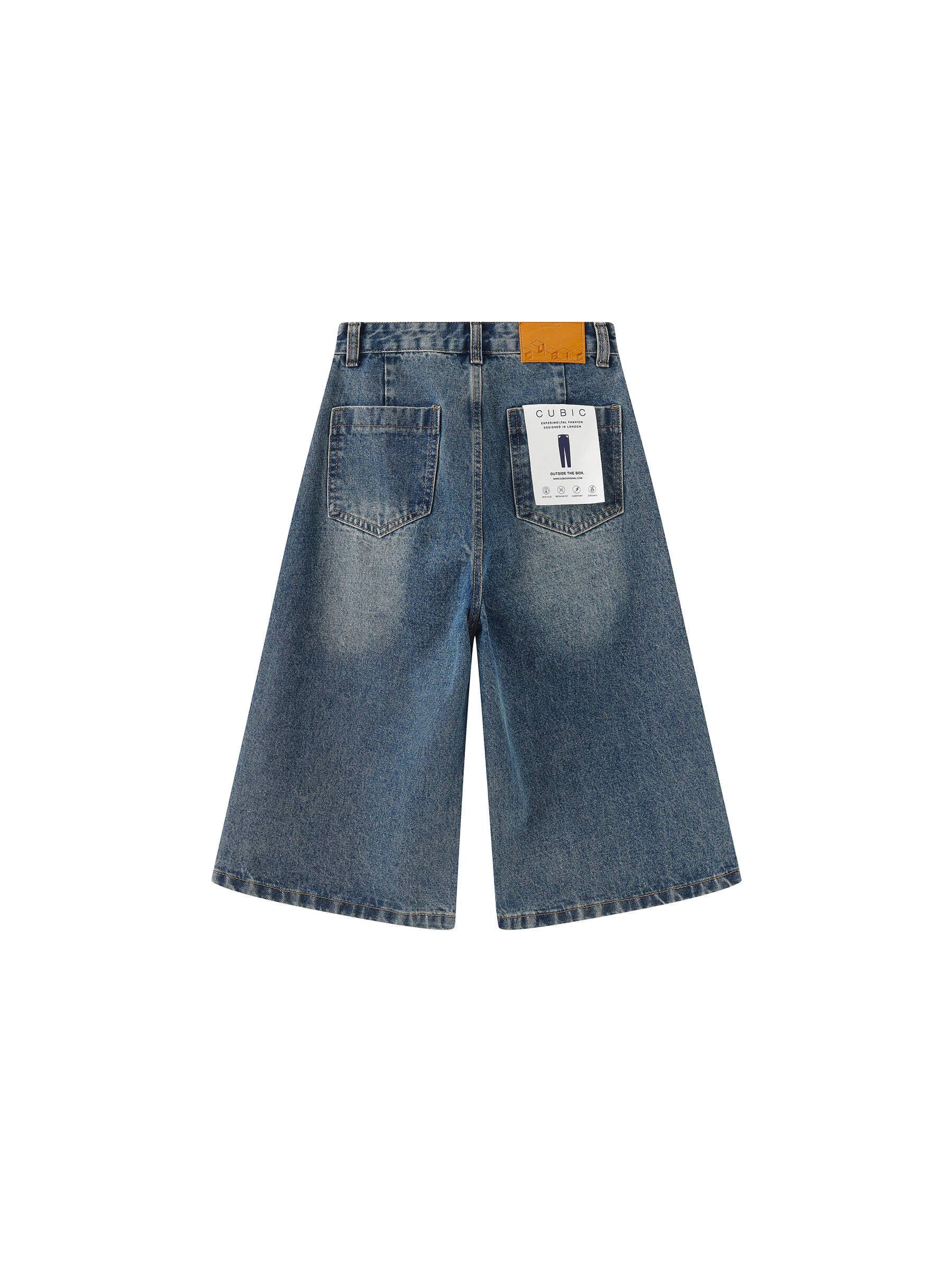 CUBIC - Vente Short – femme - Short en jean ample mi-genou blanc/bleu1