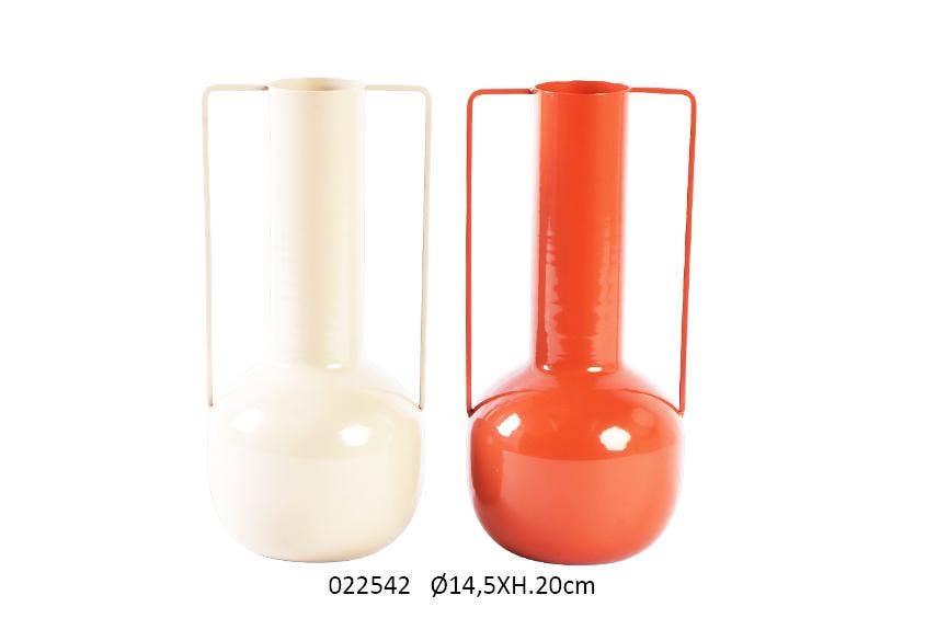 Faye - Wholesale Vase - Beige / Sienna 'Boston' Vase Ø14.5 X H. 20 cm / 2 Units0