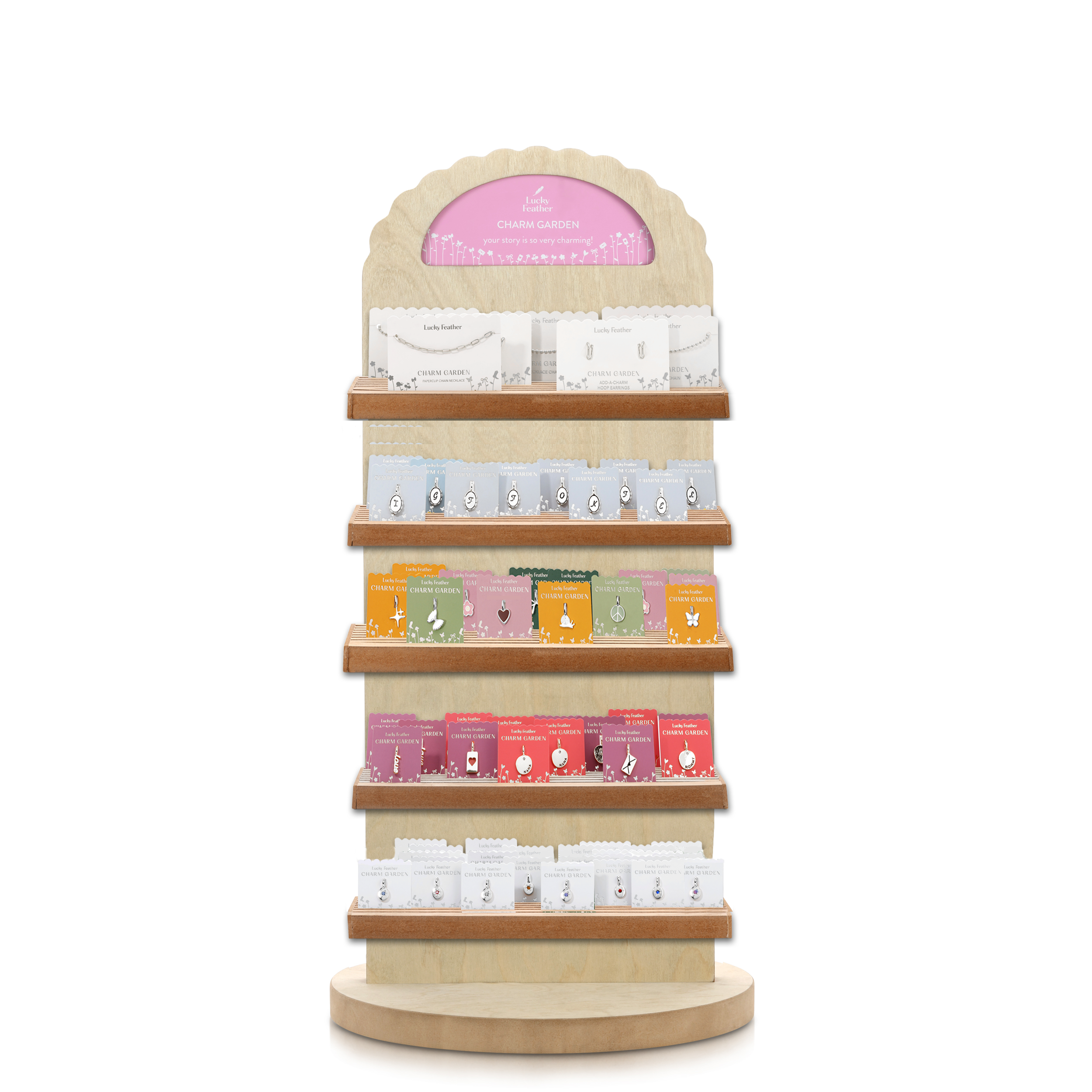 Lucky Feather - Wholesale Jewelry Set - Charm Garden Gold + Silver Bundle - Popular Letters, Shapes, Birthstones & Jewelry Base Items - (480 pieces total!) + free Display1