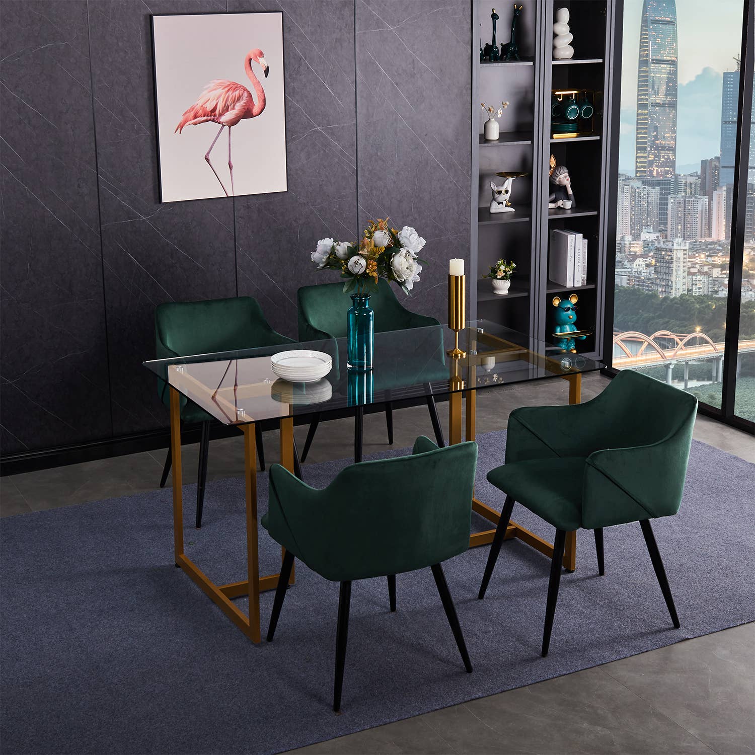 39F Inc. - Wholesale Side Table - SLIP Modern 55in Glass Dining Table With Metal Frame13