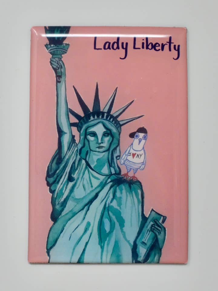 Pigeon on Lady Liberty Magnet for wholesale by Juni BK