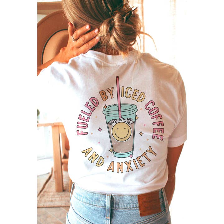 FRONT BACK FUELED BY COFFEE Graphic Tee for wholesale by BLUME & CO.