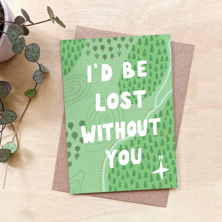 Carte en Gobelet de Café Recyclé 'Perdu Sans Toi' pour la vente par Coffee Cup Cards