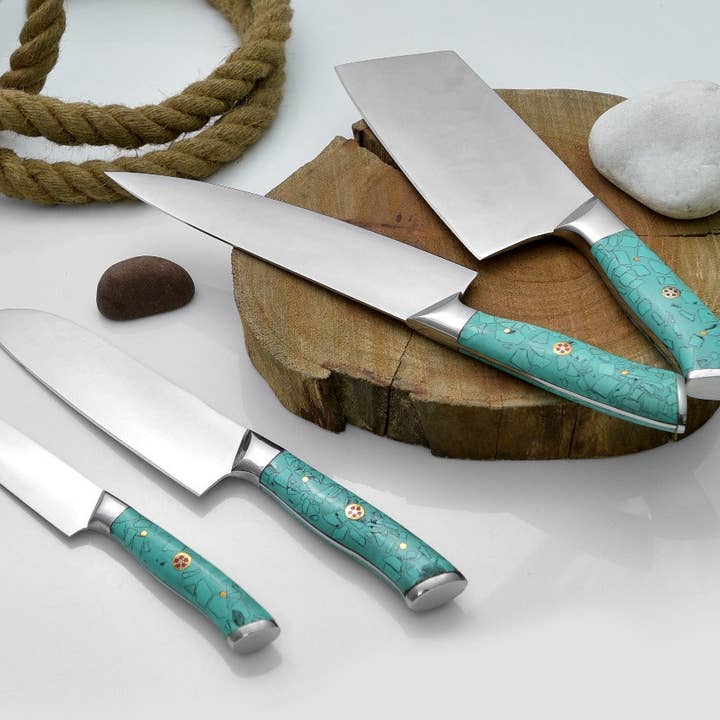 Titan International - Wholesale Knife Set - Titan Turquoise Culinary Set1