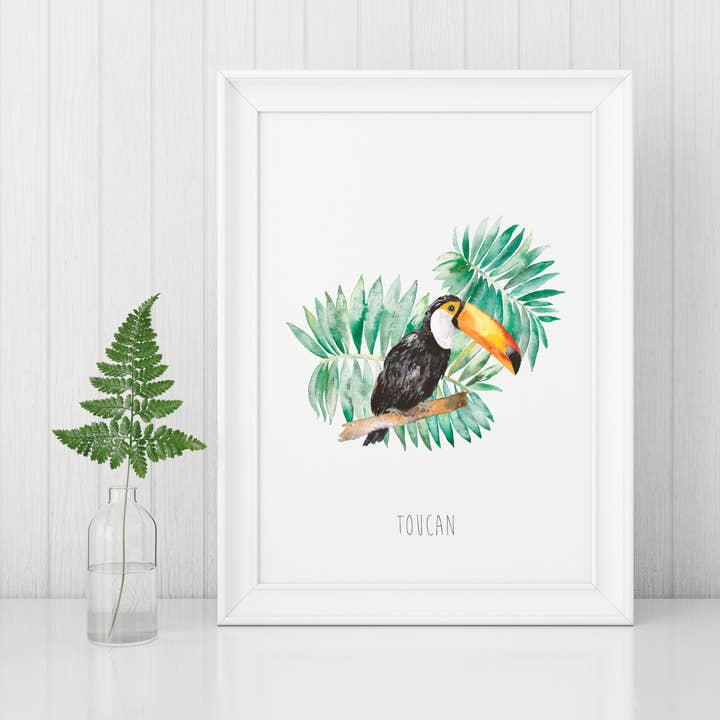 Toucan Tropical Art Print for wholesale by Katie Hipwell Design