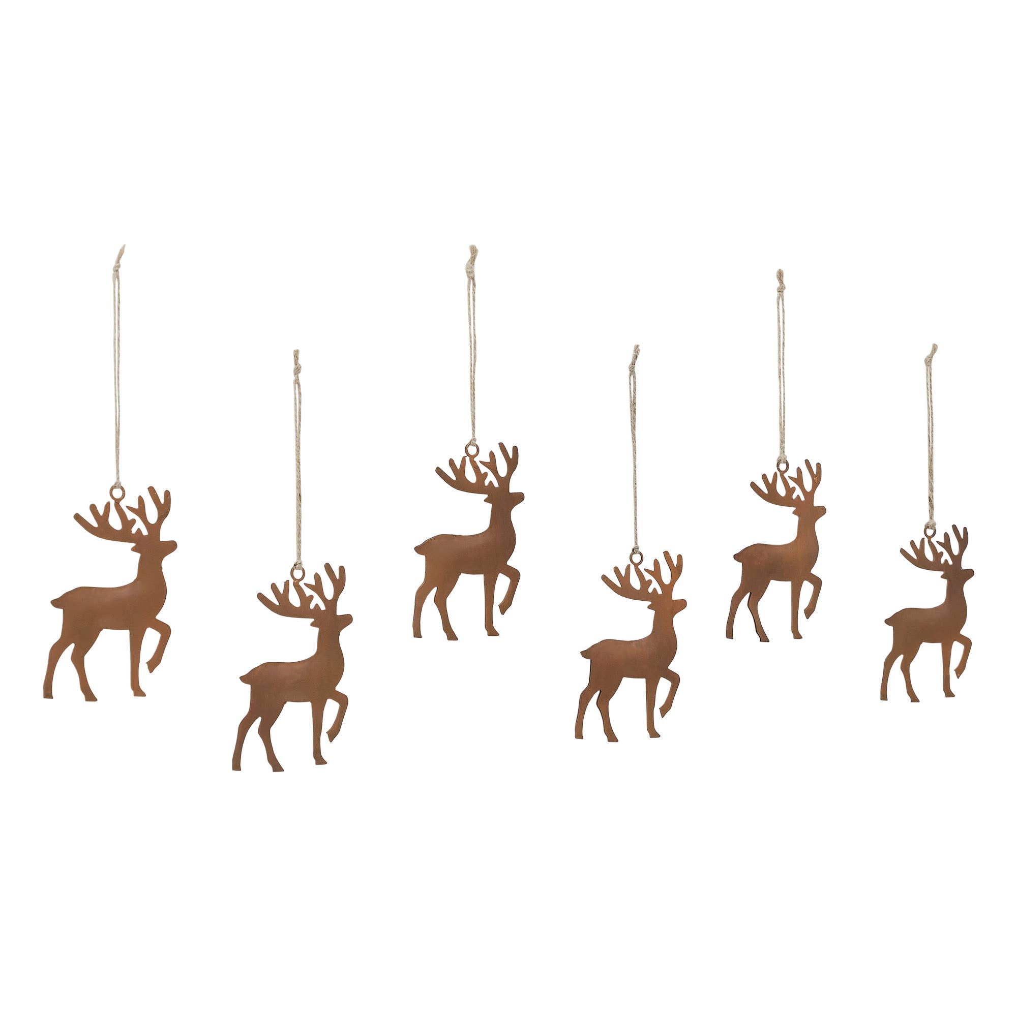 VHC Brands - Wholesale Ornament - Rust Reindeer Metal Ornament Set of 6 - 5 inch1