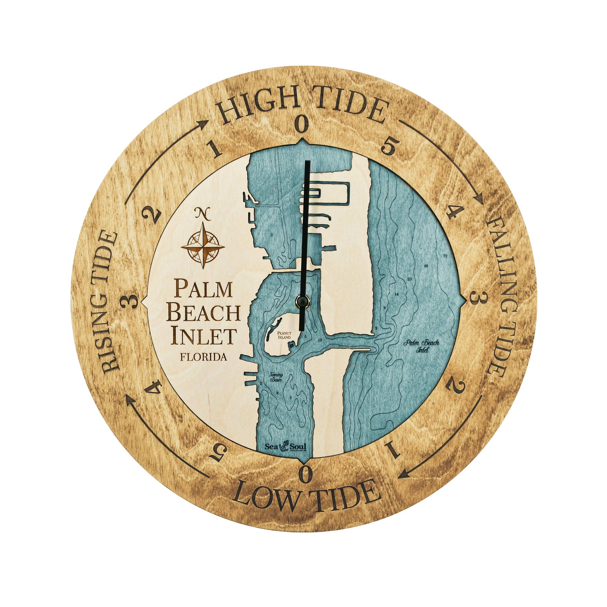 Sea & Soul Nautical Chart Art - Wholesale Wall Clock - Florida East Coast Nautical Chart Tide Clock-Many Locations119