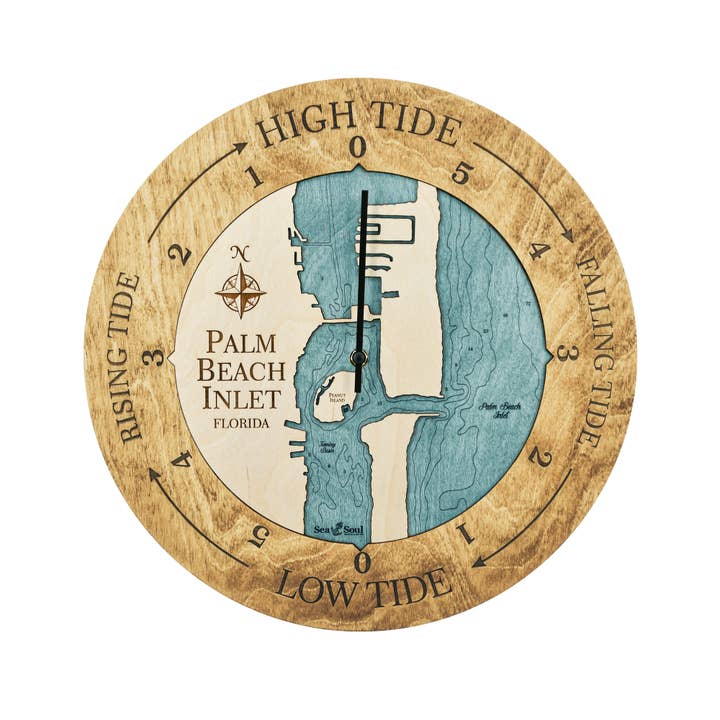 Sea & Soul Nautical Chart Art - Wholesale Wall Clock - Florida East Coast Nautical Chart Tide Clock-Many Locations119