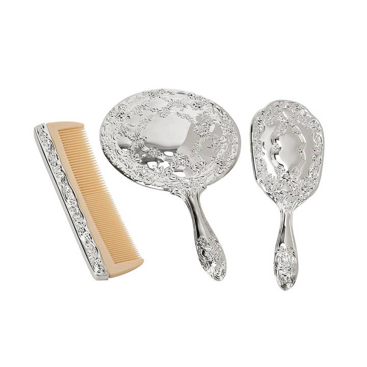 Creative Gifts International Inc. - Vente Assortiments de pinceaux de maquillage - Set coiffeuse orné avec peigne, brosse et miroir1