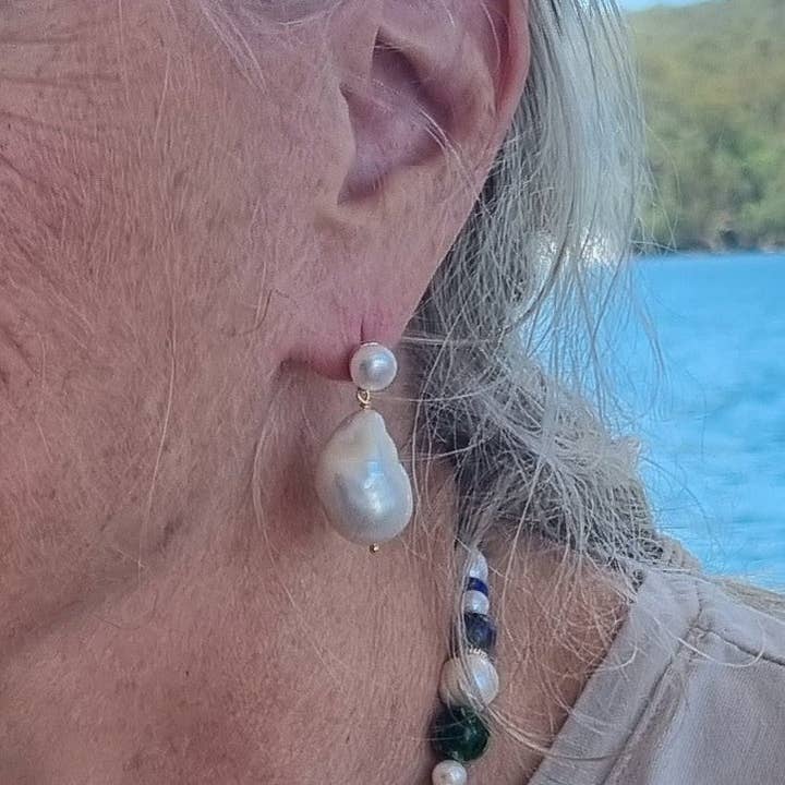 PearlGem Designs - Wholesale Dangle earrings - Carly Large Baroque Pearl Earrings1