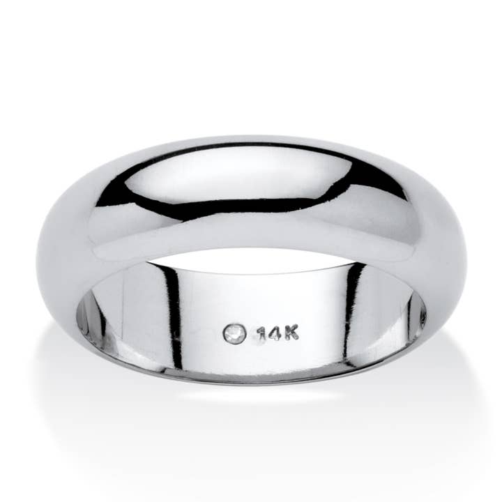 14k White Gold Nano Diamond Resin Wedding Band 6mm for wholesale by PalmBeach Jewelry