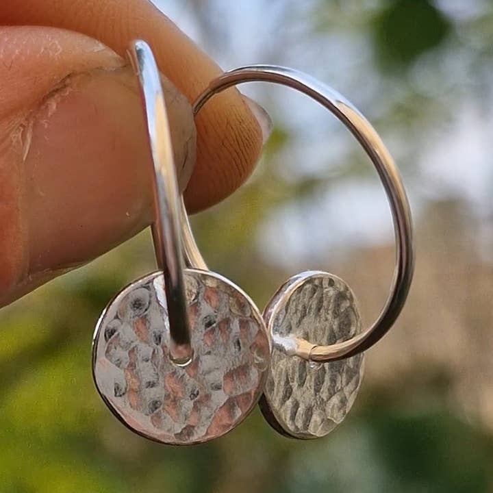 Sterling Silver Moonlight Charm Hoops - BIG for wholesale by Nature's Finds Studio