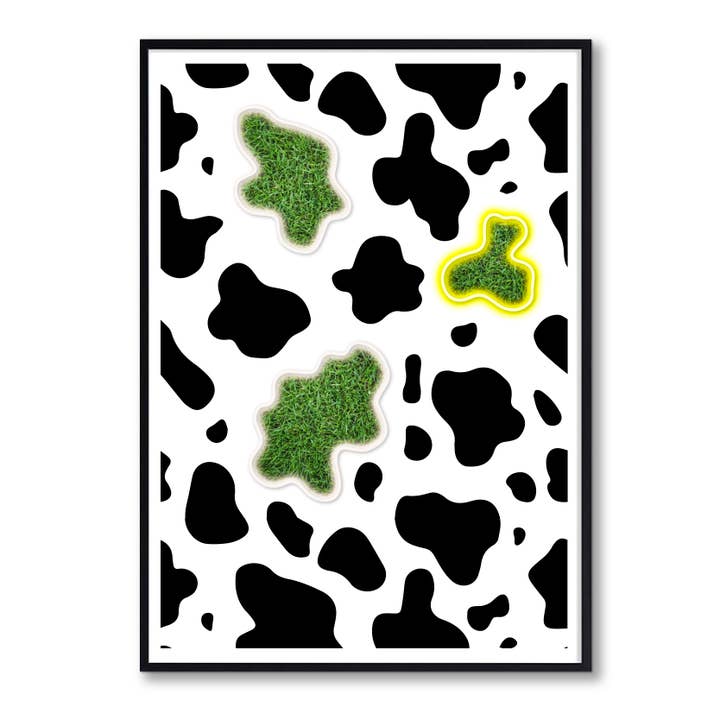 Pintura de batería de vaca de neón con estampado animal para venta al por mayor de Woooow Arte