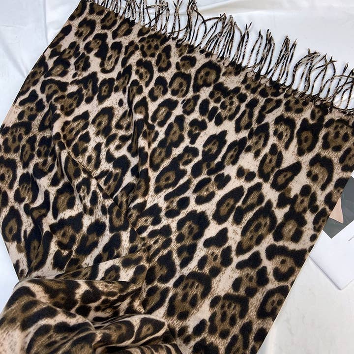 ACCITY - Wholesale Scarf - Women's - Leopard Print Scarf - Thick Tassel Winter Wrap_CWASC14527