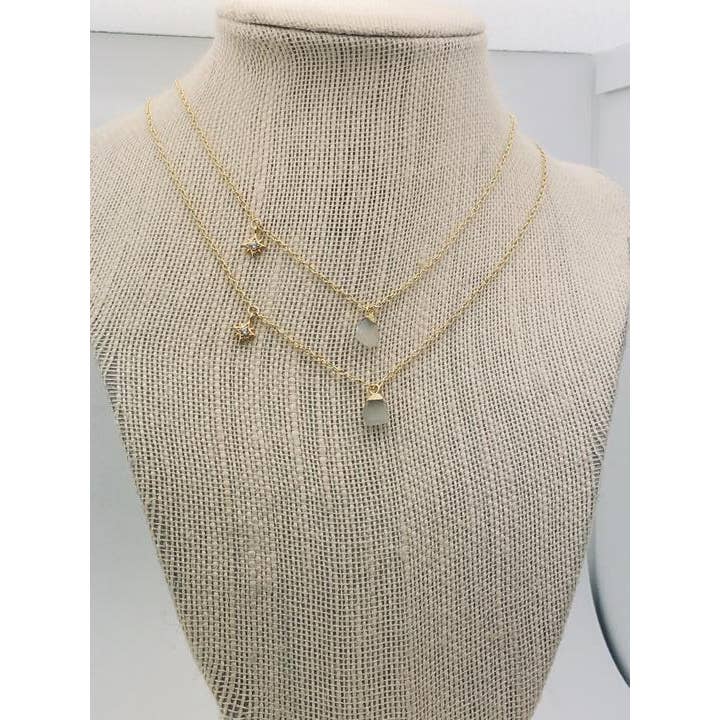 Links & Locks - Wholesale Pendant/Charm Necklace - Ride or Die Necklace - With Tiny Druzy Crystal and North