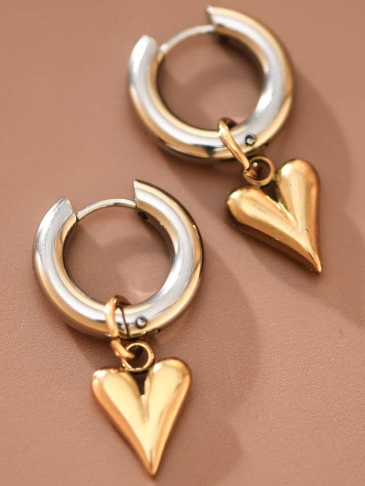 Boucles d'oreilles pendantes en acier inoxydable plaqué or 18K étanches - 7784 pour la vente par Mia Accessories