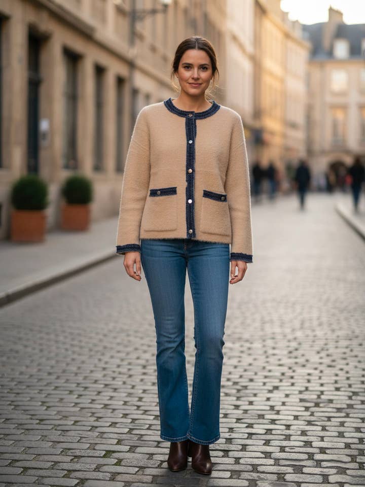 MOOYA – Großhandel Strickjacke – Damen – Strickjacke mit strukturierten Kanten - XY002