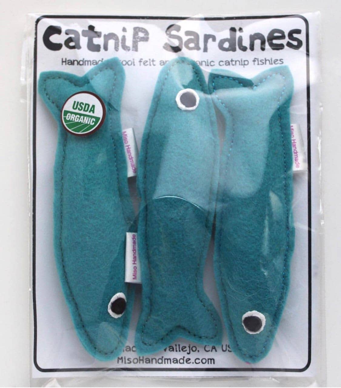 Miso Handmade - Wholesale Pet Toy - Cat - Wool Catnip Sardines s/3 & Bulk0