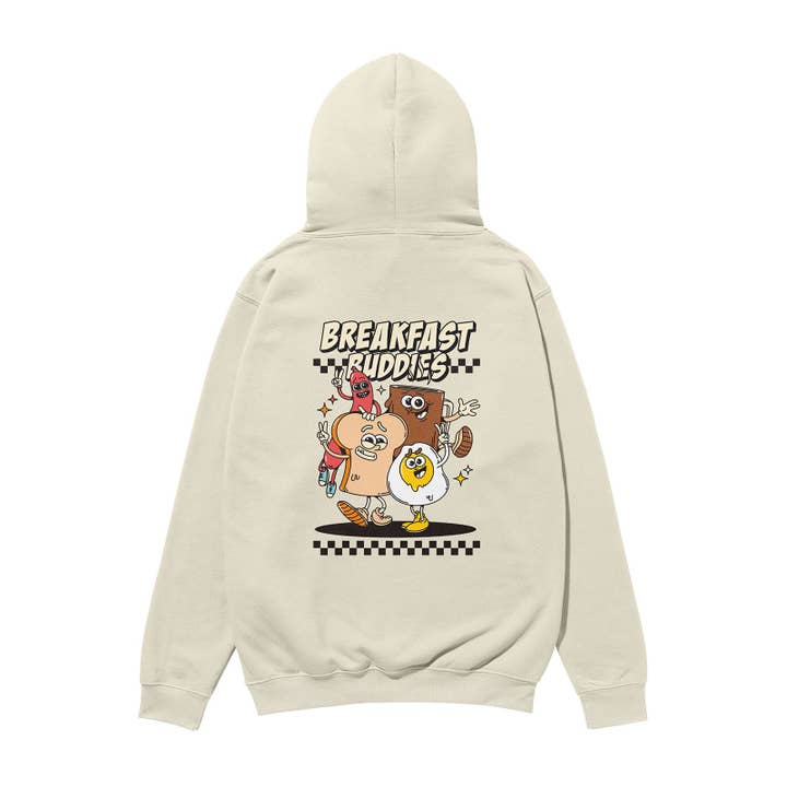 Camisola com Capuz Orgânica Pesada Breakfast Buddies Stone por atacado de Weekend Concept