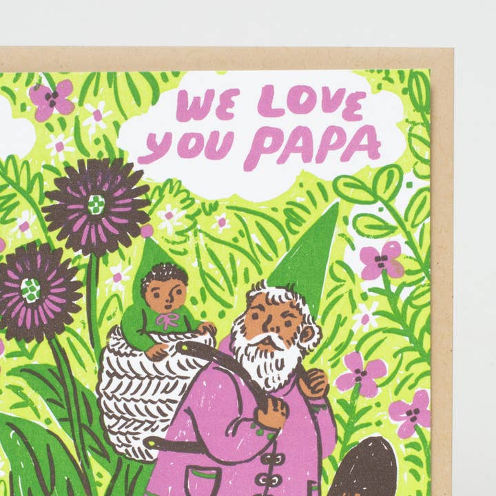 Egg Press Manufacturing - Wholesale Birthday Card - Love You Papa Gnome Letterpress Greeting Card by Phoebe Wahl1