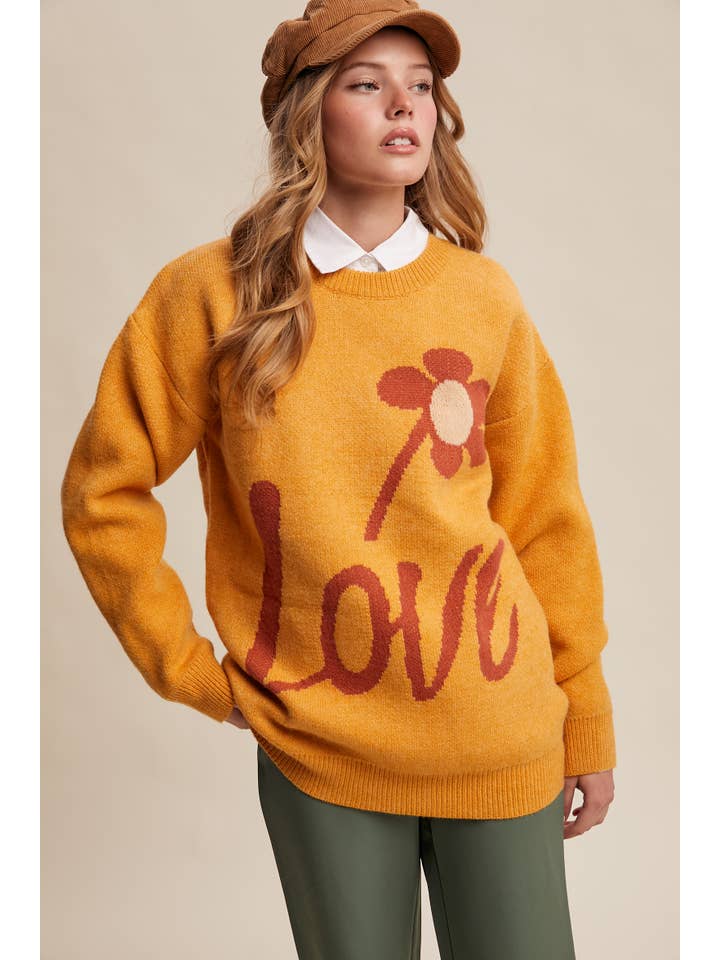 Listicle - Wholesale Knit Sweater - Women's - Love Daisy Graphic Sweater LSW08219
