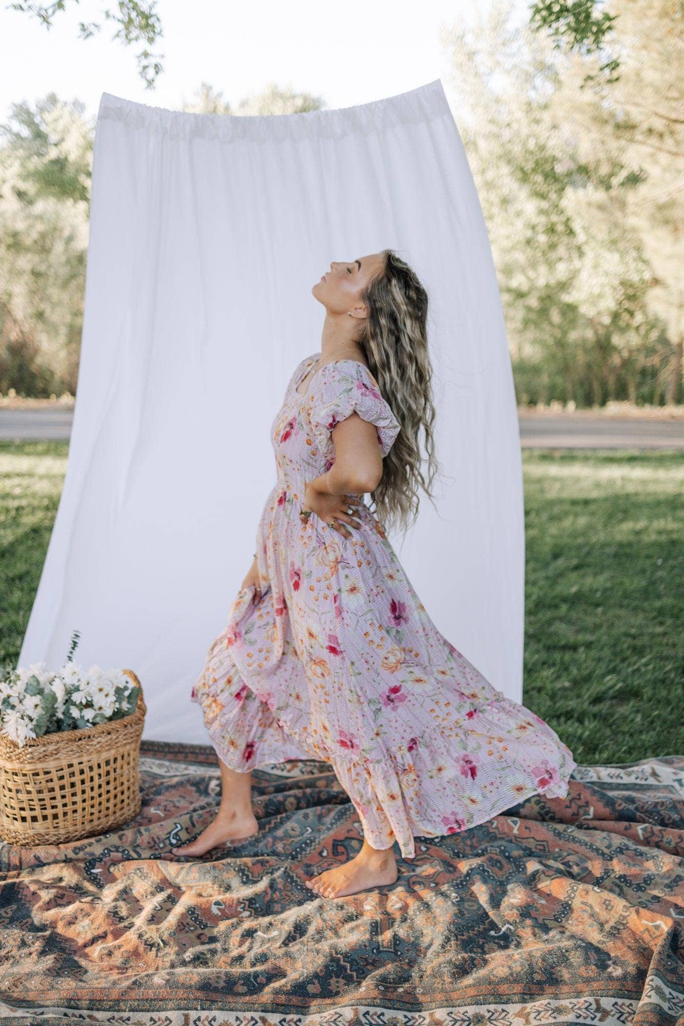 Fehrnvi Apparel - Wholesale Dress - Women's - Greta Maxi Dress in Floral Pink6