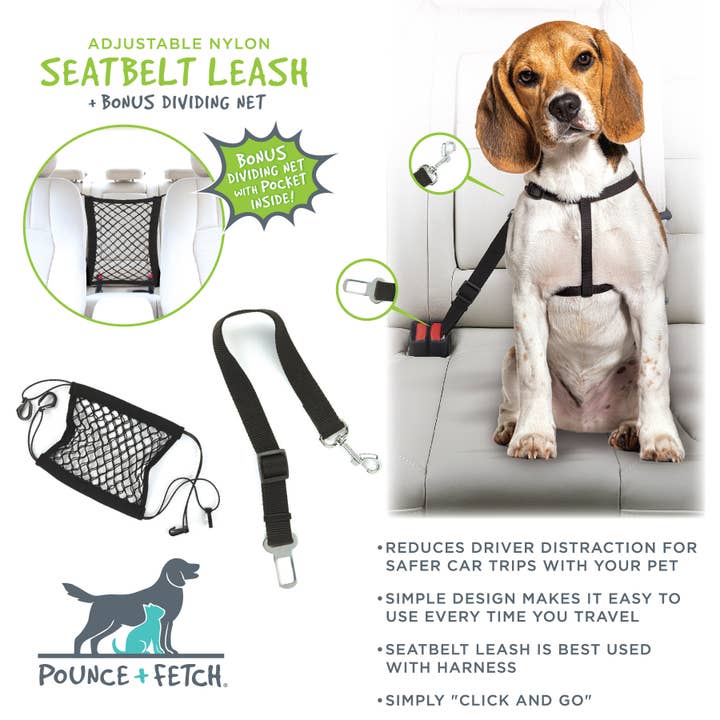 P&F DOG LEASH SEATBELT SET OF 2 for wholesale by Moda at Home Enterprises, Ltd
