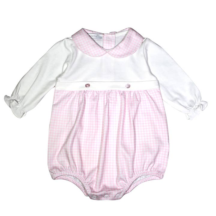 AVA PINK GINGHAM LONG SLEEVES PIMA BUBBLE for wholesale by Hug Me First