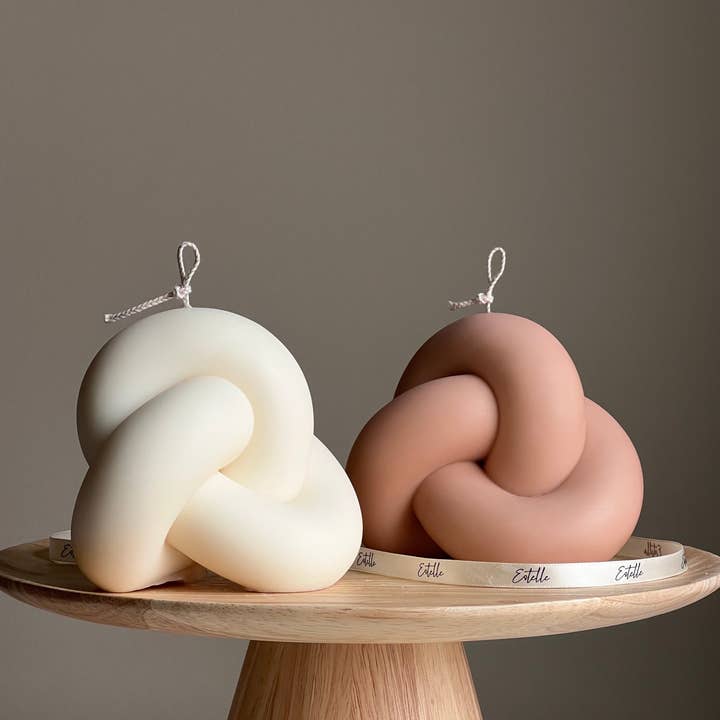 Large Knot Candle: Handmade Soy Wax Rope Candle, Minimalist Decor for wholesale by Estelle Studio