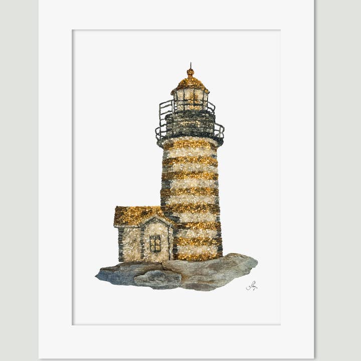 West Quoddy Head Lighthouse | Coastal Maine Lighthouse Print for wholesale by Coastal art co.