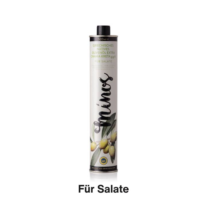 Minos – Großhandel Olivenöl – Minos natives Olivenöl extra für Salate 500ml Dose