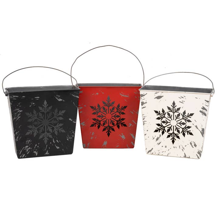 Set of 3 Metal Snowflake Pockets for wholesale by Blossom Bucket & Crossroads Home