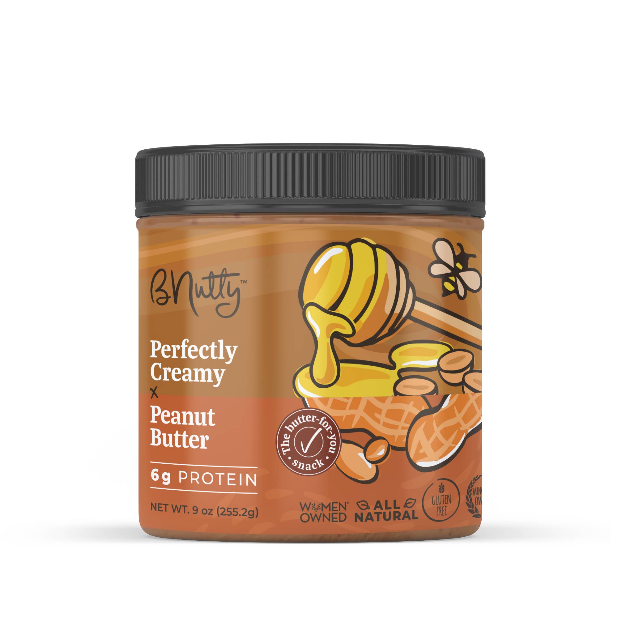 BNutty Peanut Butter - Wholesale Notenboter - Perfectly Creamy Nutty Peanut Butter - Doos van 6 - 9 oz
