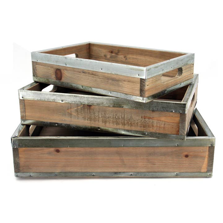 Housewares & Tabletops by Contrast Inc. - Wholesale Decorative Tray - Reclaimed Wood Trays Set of 3