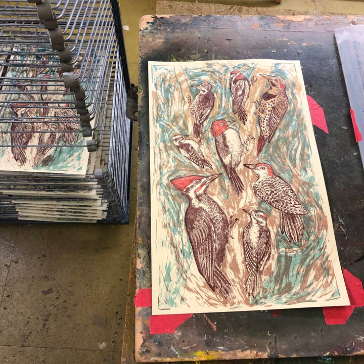 Eastern Woodpeckers Print for wholesale by Solstice Handmade