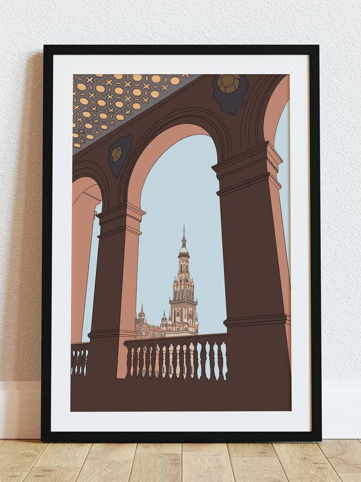 Stampa artistica di Siviglia Plaza de España per la vendita all'ingrosso da parte di Wayward