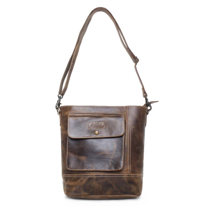 Bliss/WT bruine schoudertas - Unisex voor wholesale door Sixtease Bags USA