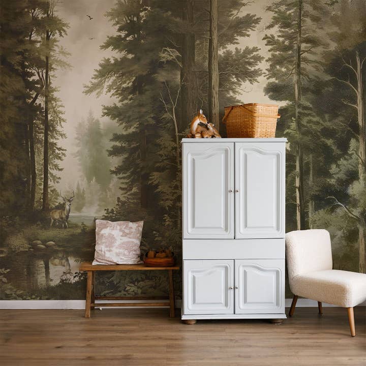 Green Enchanted Forest Wall Mural for wholesale on Faire