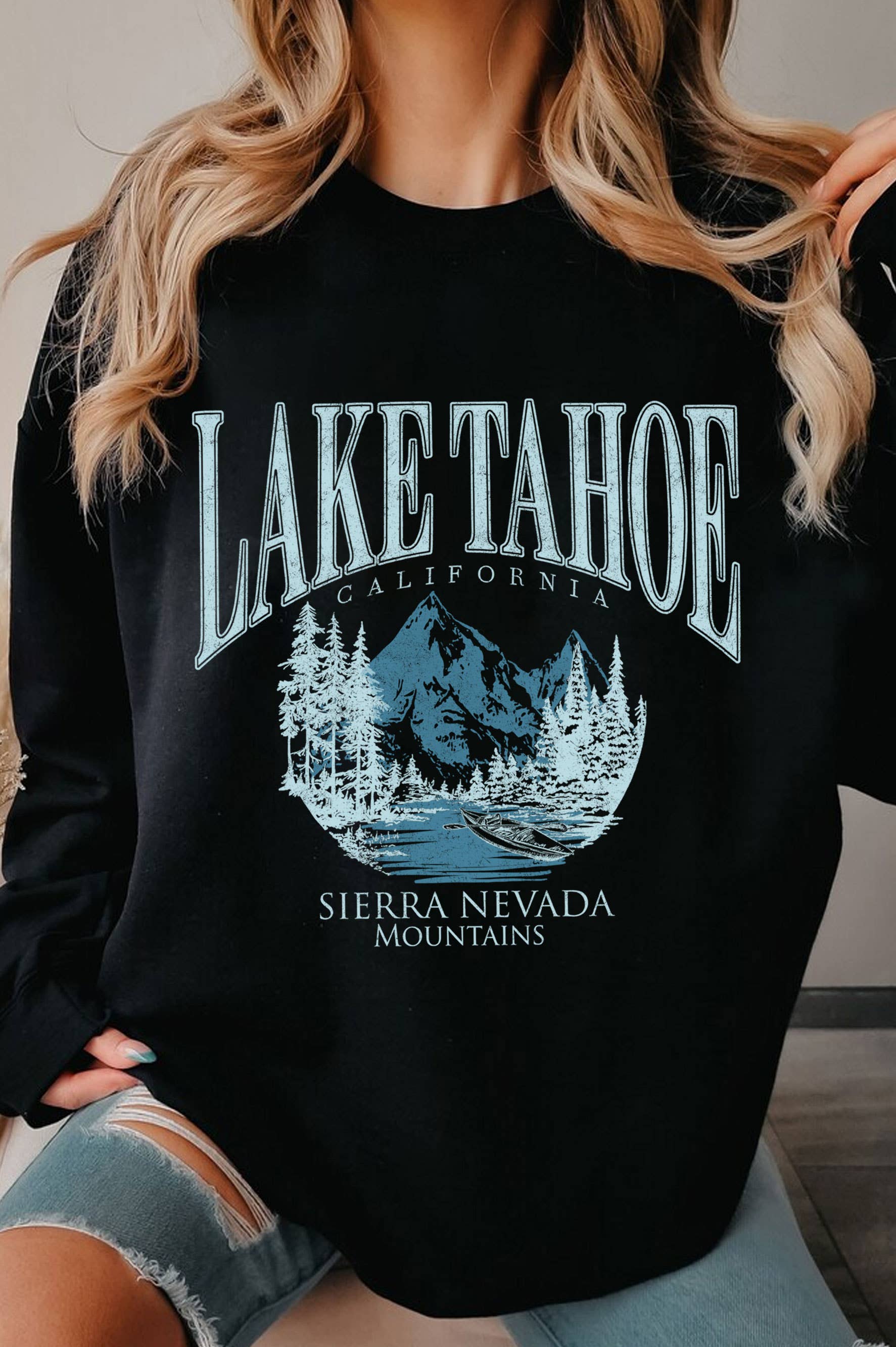 Rustee Clothing - Wholesale Graphic Sweatshirt - Women's - LAKE TAHOE CALIFORNIA GRAPHIC BRUSHED SWEATSHIRTS0